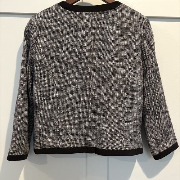 Talbots Tweed Blazer Petite 10P Black Classic Preppy Suit Jacket Grosgrain Trim - Picture 9 of 16